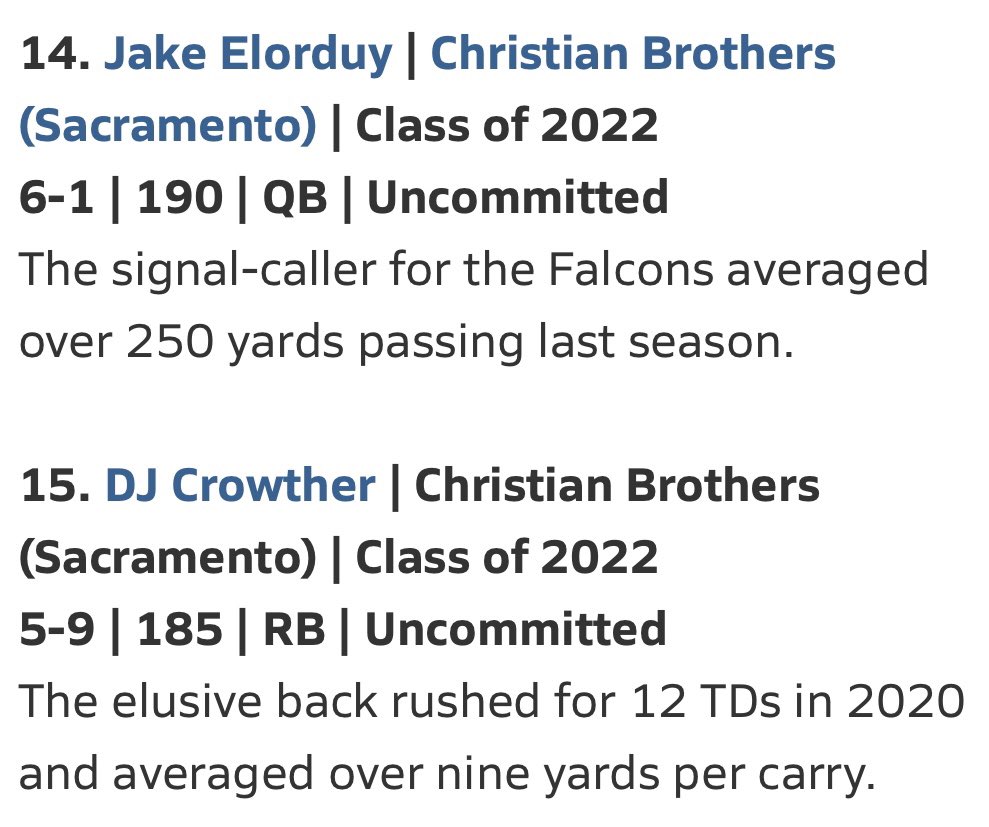 Maxpreps Top-20 players to 👀 <a href="/ElorduyJake/">Jake Elorduy</a> @Dj_Crowther2022 #GoFalcons