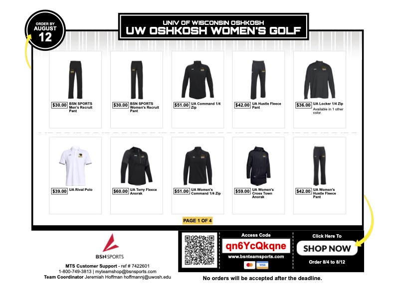 UWOGolf's tweet photo. Check out our Team Store!  We know you want to have latest gear to support our Titan Golfers! 🏌️‍♀️⛳️

Store closes 8/12.

https://t.co/rEn0qejwyA https://t.co/nnqEsnfwol