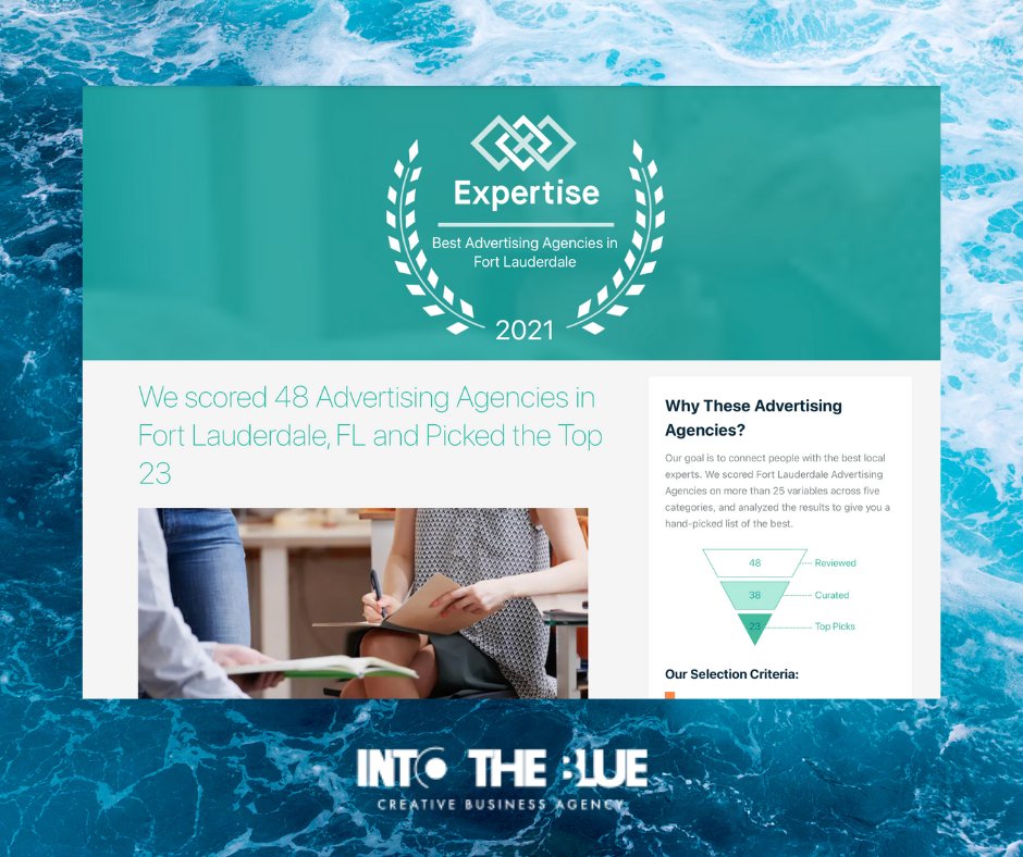 IntoTheBlueCrew's tweet photo. We did it!
Check out @IntoTheBlueCrew  featured on @ExpertiseLocal  as one of #FortLauderdale's top agencies. https://t.co/4xcuRhkpyj