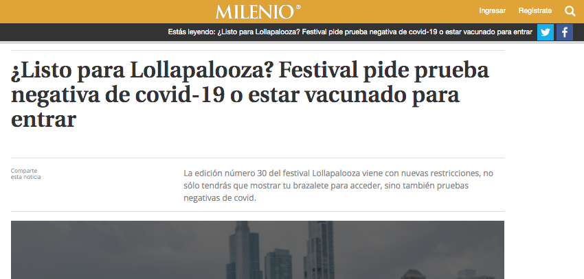 SpringfieldMex's tweet photo. @JANOCANTINA Pero es verdad, Lollapalooza no dejó entrar a nadie que no estuviera vacunado o se hiciera una prueba negativa.
https://t.co/YQRqCClDY1 https://t.co/W8IHoy6e5J
