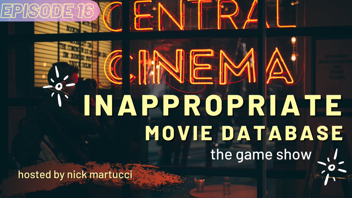New Inappropriate Movie Database! Contestants new and old put useless movie knowledge to the test as they try to figure out movies based on IMDb Parental Guide warnings

Tonight:
Jeremy Wagner
Joshua Pick
@AirGiordano
Sami Lanza

8pm ET on YouTube
youtu.be/6pHk7E8T49c