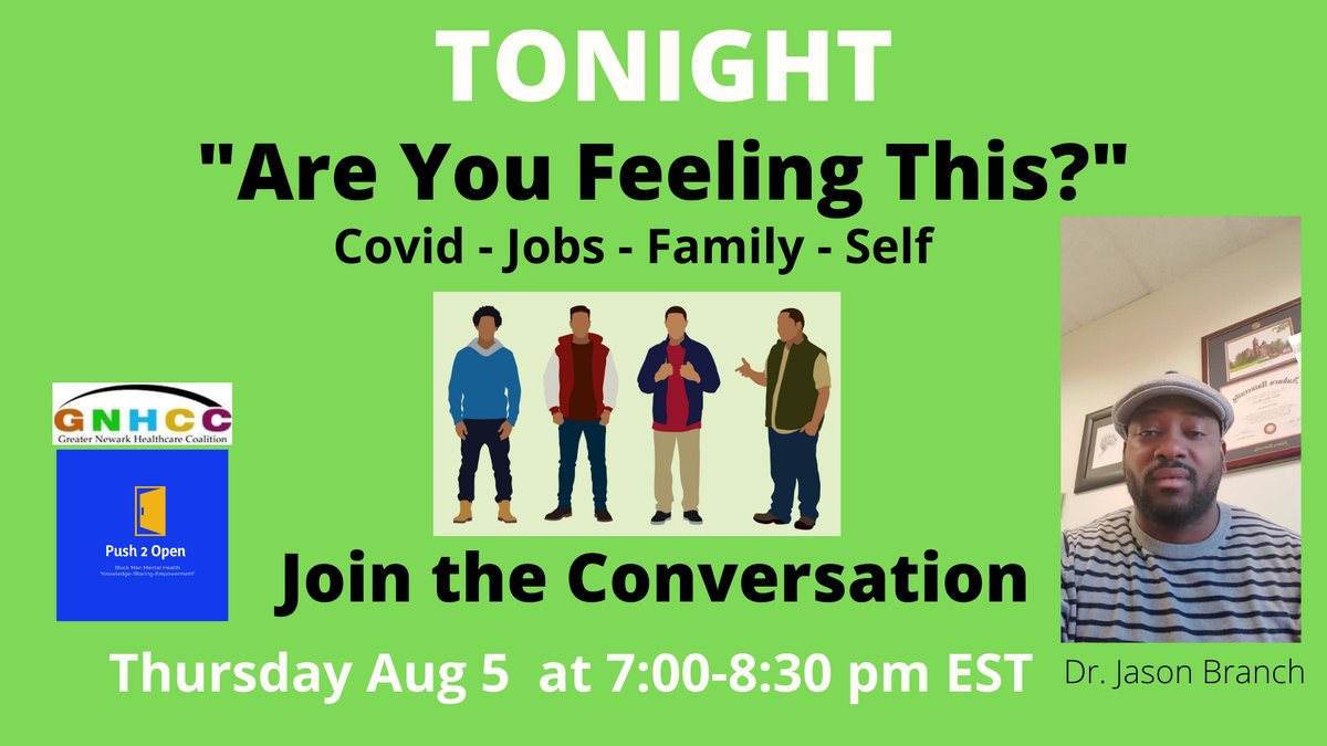Join us Tonight Thursday, August 5th at 7:00 pm EST sharp!⁣ #Push2open

Dr. Jason Branch will be our facilitator for this great conversation! 

Please don't forget to RSVP! 

#jointhemovement #jointheconversation⁣

push2open.com