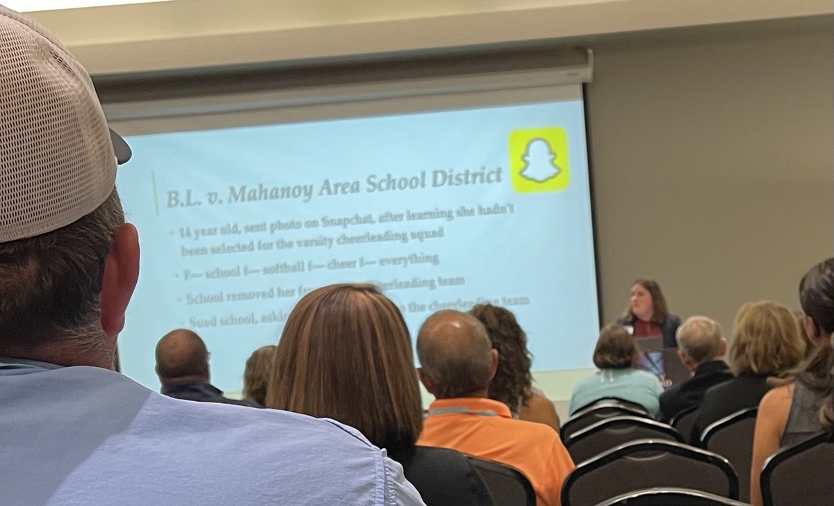 KarenHaase's tweet image. Nice summary of #FirstAmendment rights of students and school staff by @asbsd_org’s in house counsel @JessFiller #ASBSDSASDConvention #AlwaysLearning 
@SchoolAdmSD