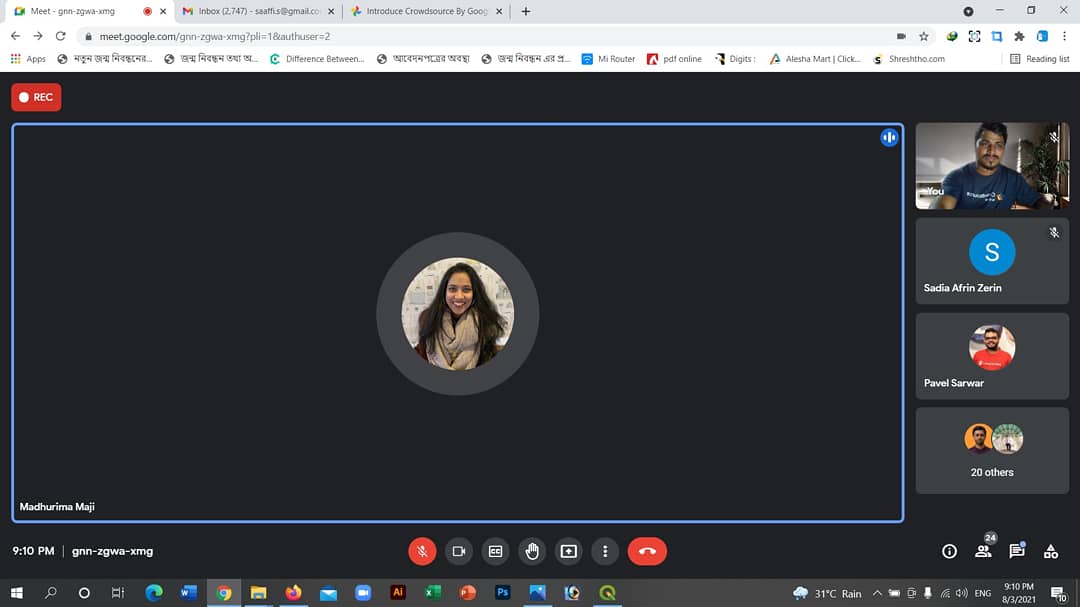 shafiullg's tweet photo. Had a wonderful virtual event with Cumilla University.  We introduced Crowdsource by Google program there and also introduced 'Share Your World' campaign.
#crowdsourcebygoogle #googlecrowdsource #shareyourworld #Crowdsource #Google #Bangladesh https://t.co/kbWPa9bqZu