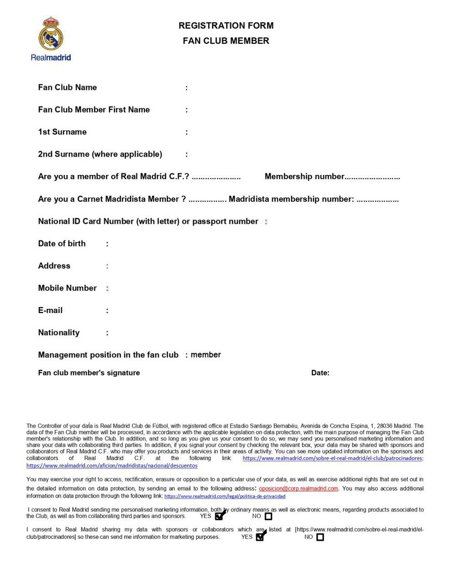 Buat Fans FCB yang mau pindah jadi Madridista silahkan Isi Formulir dibawah ini