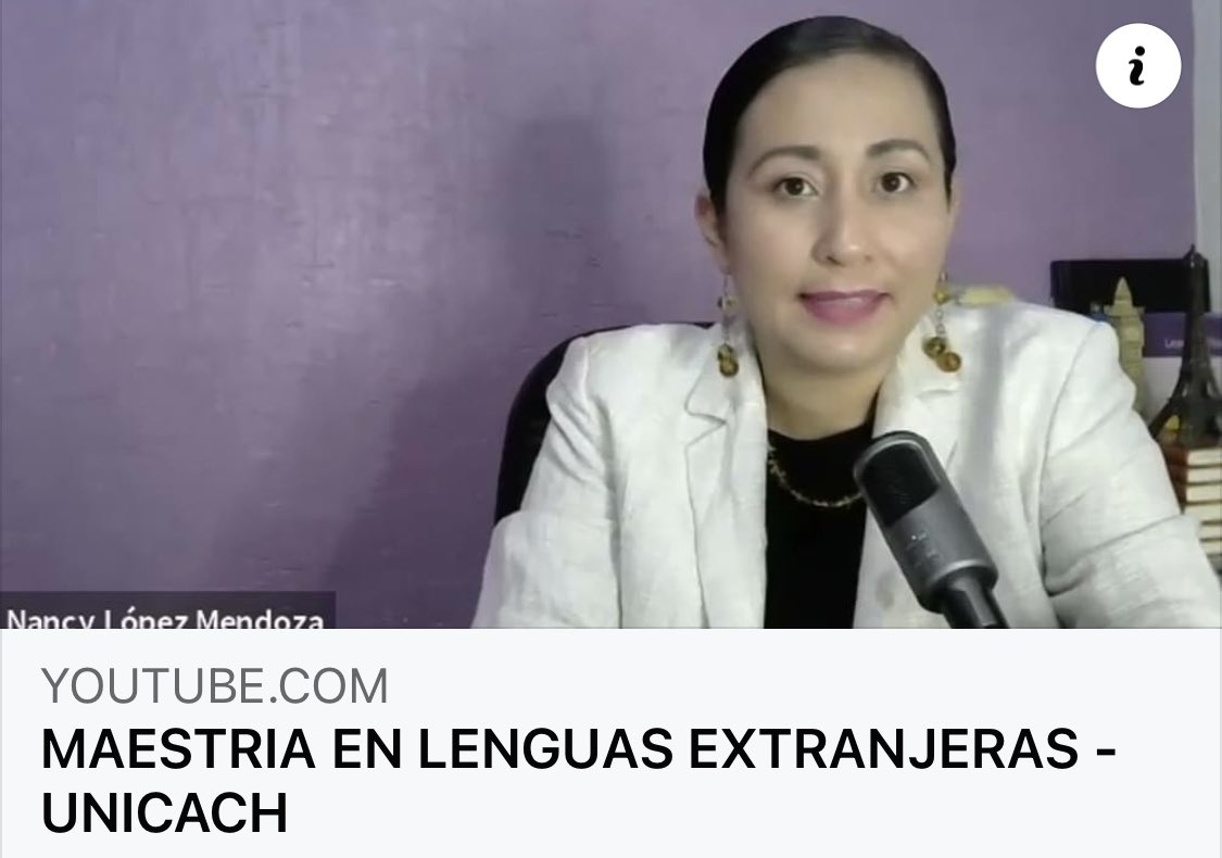 #PosgradosUNICACH
 La Maestría en Lenguas Extranjeras desarrolla competencias que permiten analizar, evaluar  e implementar  estrategias adecuadas.
youtube.com/watch?app=desk…
#ExpoPosgradosUnicach