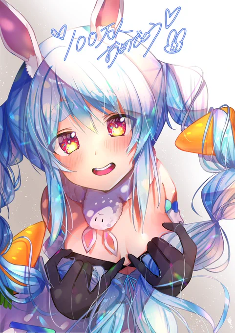 おはようございます!
登録者数100万人おめでとう時に描いたぺこーら! 