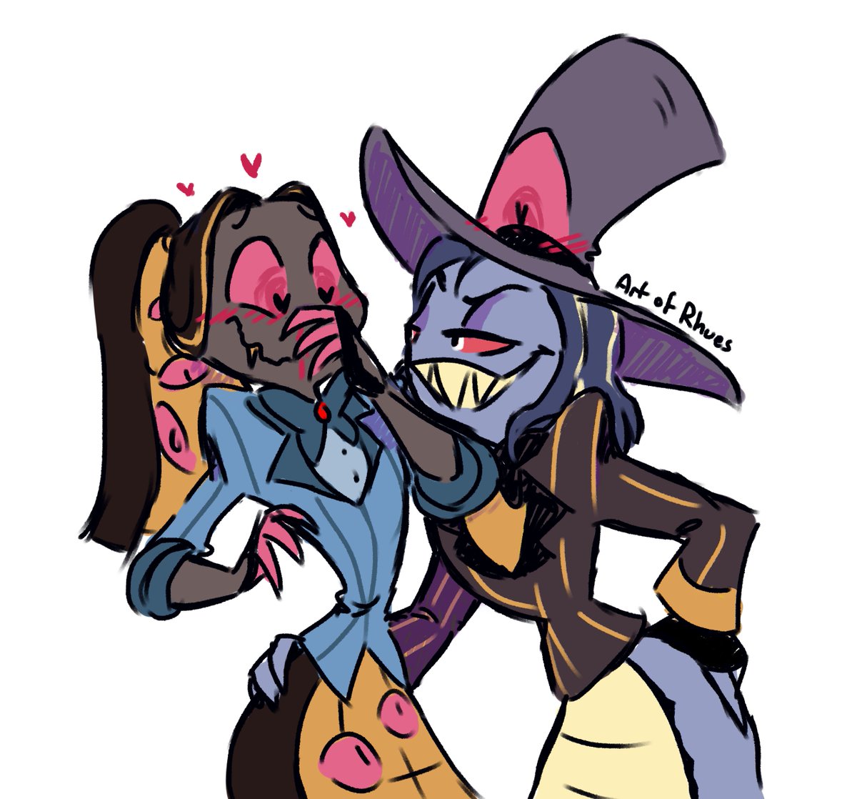ArtofRhues's tweet image. A fun little outfit swap of Pen and Monty because why the hell not? xD
Doodle based on silly late-night convos with the glorious @Panderp91 😉
Monty Python belongs to @AxelGear11 
#Hazbinhotelfanart #SirPython #SirPentious #MontgomeryPython #artofrhues