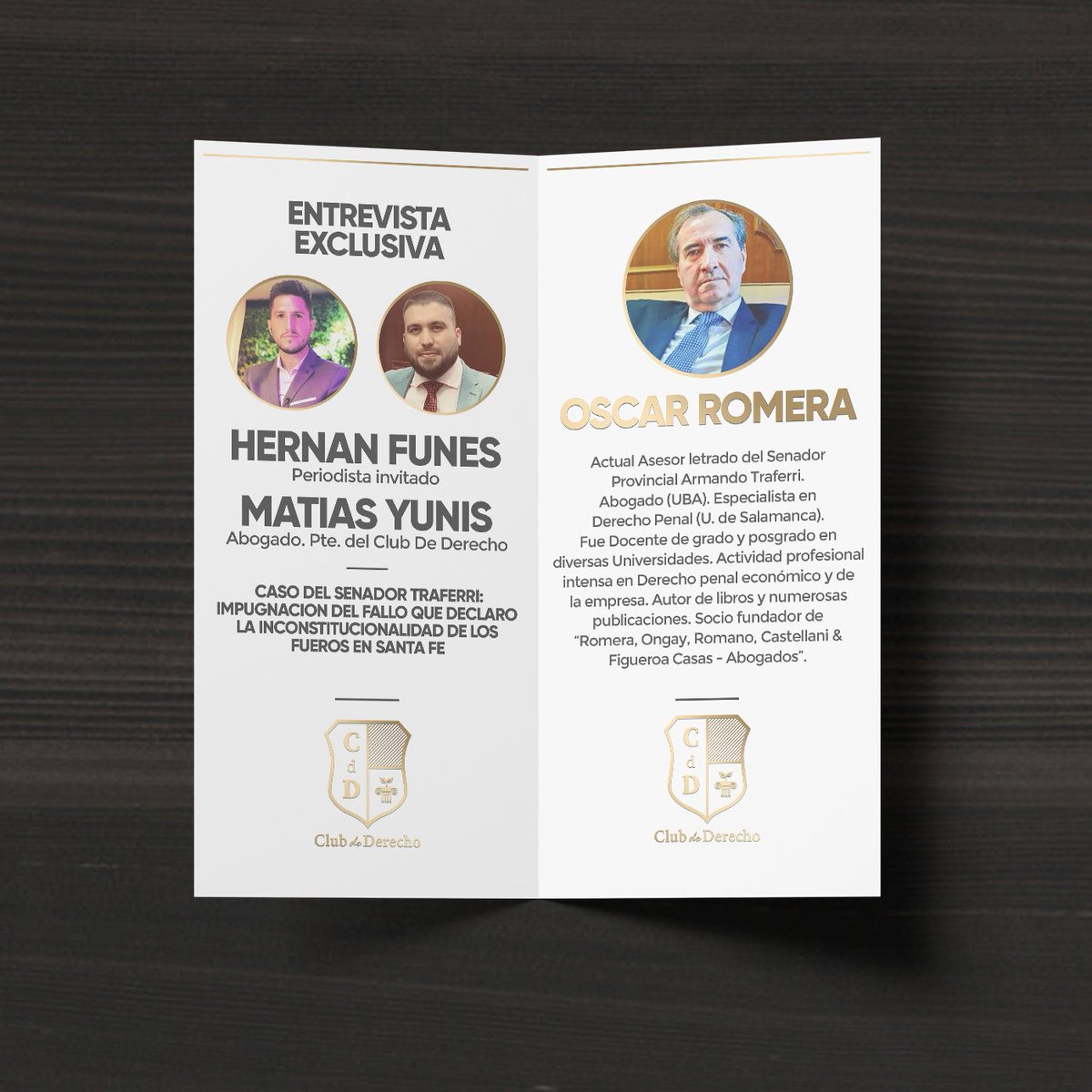 CLUBdDERECHO's tweet photo. - @HernanFunes, periodista invitado, y @MatiYunis, Presidente del Club de Derecho, hablan con Oscar Romera sobre el Caso del senador Traferri: Impugnación del fallo que declaró la inconstitucionalidad de los fueros en Santa Fe 👏

👉 https://t.co/wU3WvB6A8Q https://t.co/fa6LTu4ulR