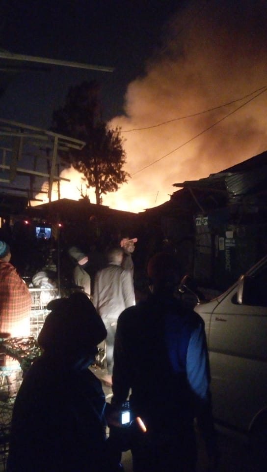 Fire brigade needed. Gigomba market in Nairobi on fire