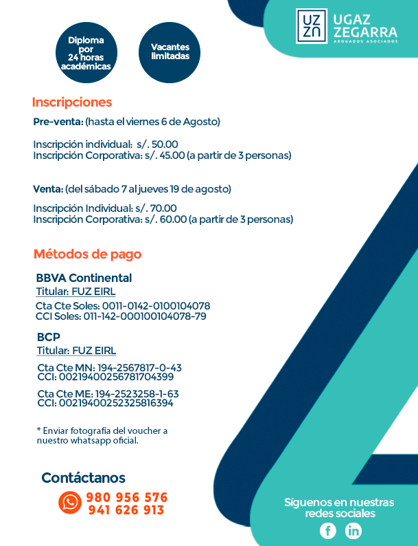 f_ugaz's tweet photo. Mañana es el último día de preventa para inscribirte en el seminario virtual: Nuevas tendencias de la prueba en el Derecho Procesal peruano. No pierdas la oportunidad de aprender de los más destacados especialistas nacionales en materia procesal penal. Los y las esperamos! https://t.co/KcXnvdXYZ0