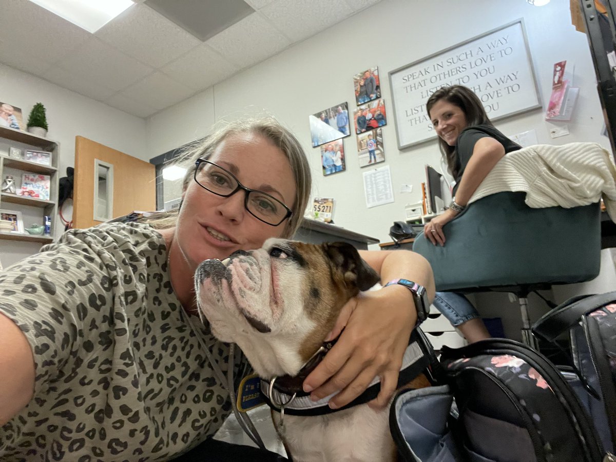 Mrs. Wallace stopped by the Counseling Center for some Lola lovin’ today! #rhslolalovin #rhsisthebest #therapydogsarethebest