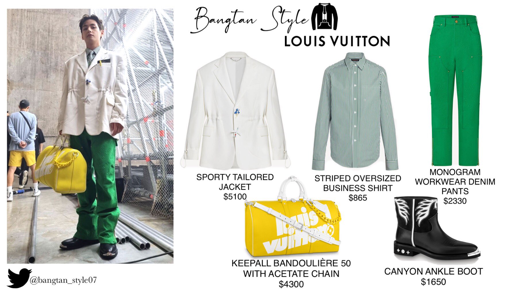 Bangtan Style⁷ (slow) on Twitter: Weverse Post 210806 Taehyung wears LOUIS  VUITTON. #V #BTS @BTS_twt  / X