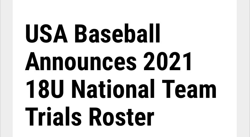 baseball_nwhs's tweet photo. “USA Baseball today announced the 40-man 2021 18U National Team Trials roster selected from the 2021 Prospect Development Pipeline (PDP) League.”  Congratulations to our rising senior Cade Fisher.  Bruin Nation is proud of you and will be cheering you on.  @FisherCade https://t.co/ZClCtgtrkH