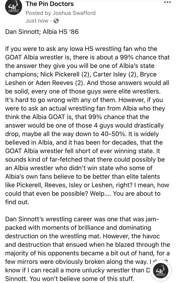 pin_dox's tweet photo. Dan Sinnott; Albia HS ‘86 @AlbiaWrestling https://t.co/81bjH5m0Uv