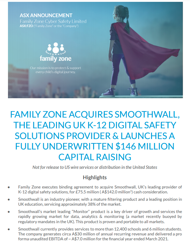 fulovitboss's tweet photo. $FZO - #FamilyZoneCyber 

Say what! $146m CR to acquire Smoothwall. Wow. 

#FZO #CyberSecurity #SafeGuarding https://t.co/Zg9IJQOpCN