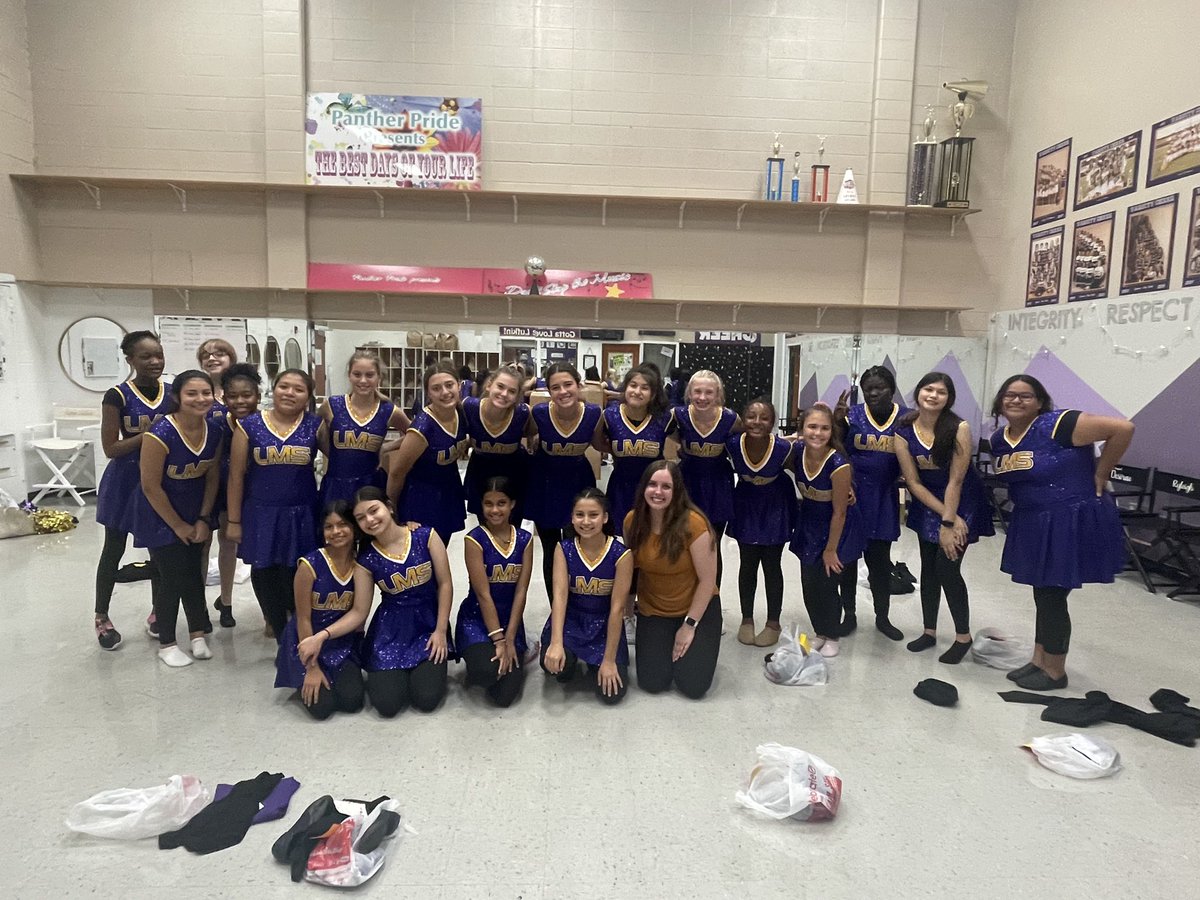 LMS Drill Team with their new Director! 💜🐾💛 #futurepantherpride #LMS