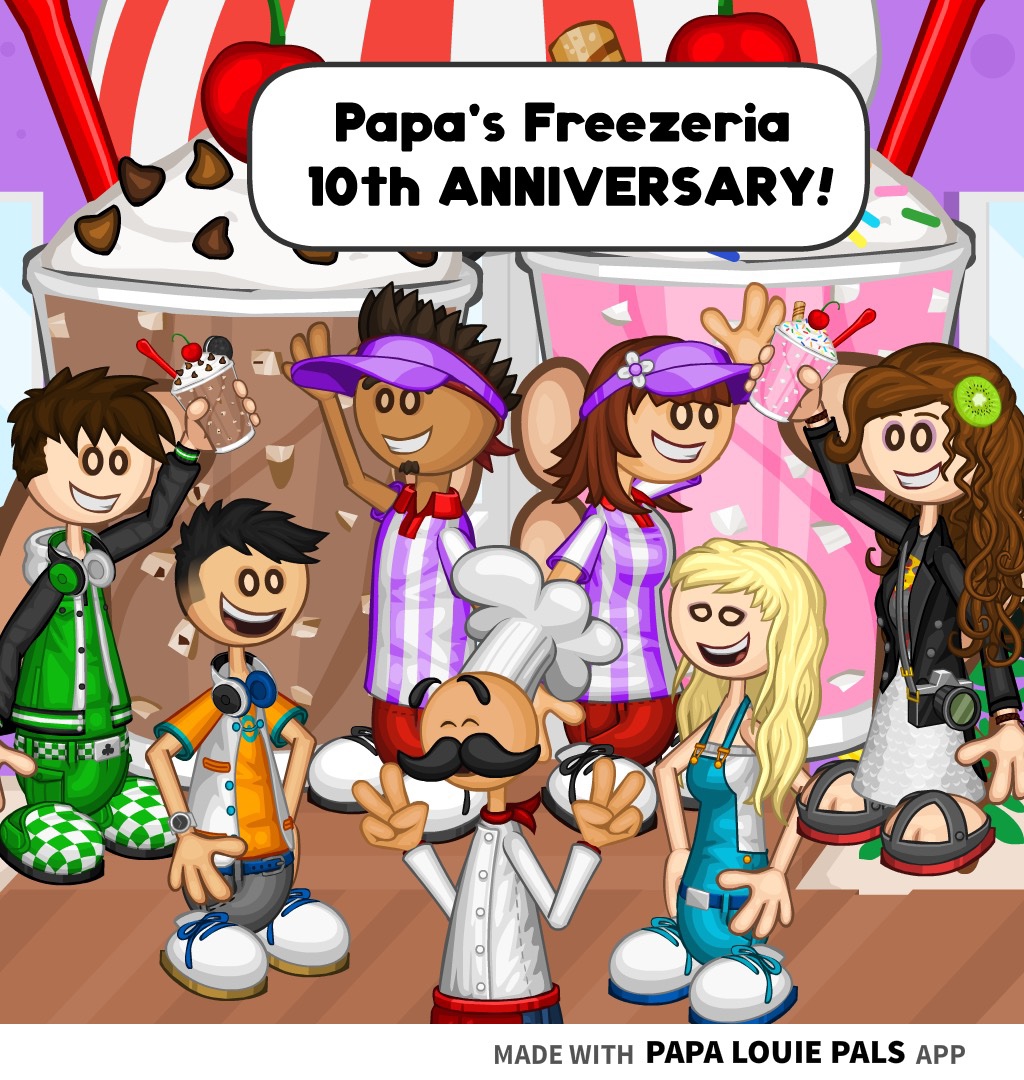 Colton Spence on X: Happy 10th anniversary Papa's Freezeria (The first  gameria I have ever played) #Papalouiepals  / X