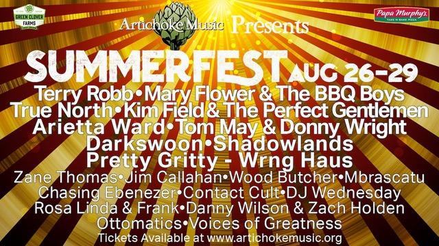 Check out coming events at Artichoke Music! Summerfest 2021 - August 26 to 29.