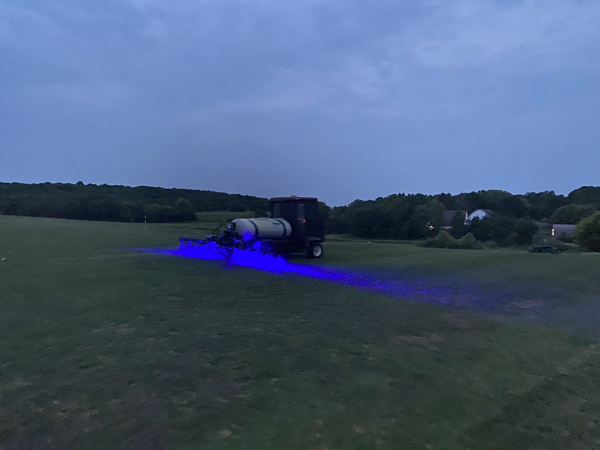 Liking the new LED lights on our sprayer for early morning apps!