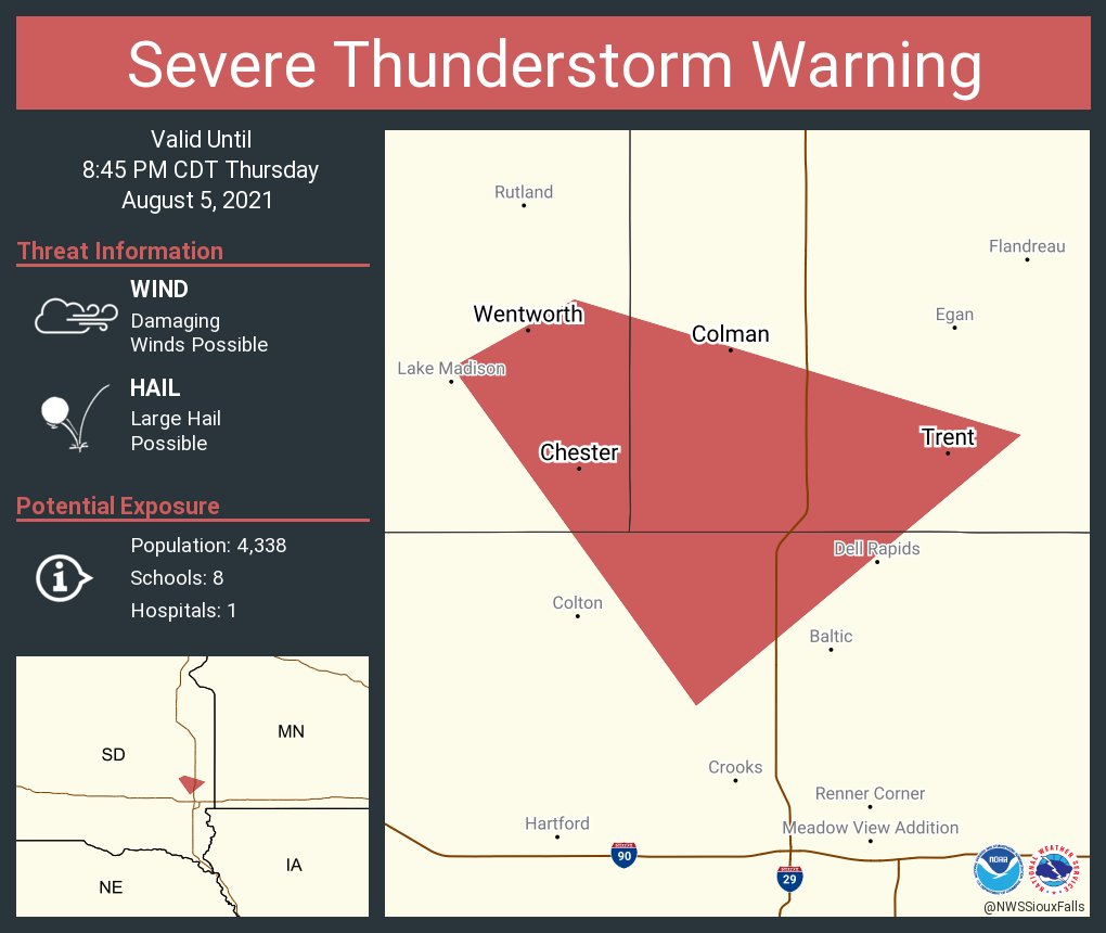 NWS Sioux Falls on Twitter "Severe Thunderstorm Warning including
