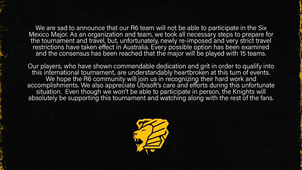 KnightsGG's tweet photo. Regarding the @R6esports Mexico Major https://t.co/pdBuT8Rpbl