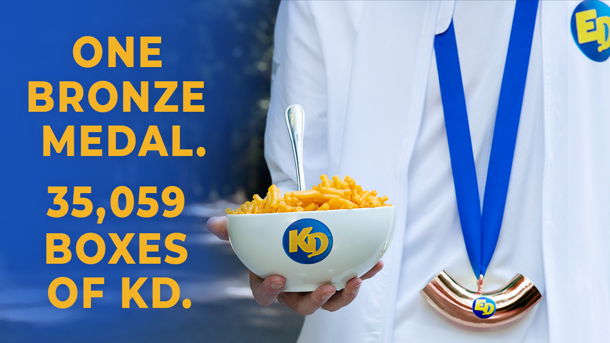 Kraft Dinner (@kraftdinner) on Twitter photo .<a href="/EvanDunfee/">Evan Dunfee</a> of Team Canada wins BRONZE for the 50km race walk!!! 🥉
Here’s one more thing to be proud of Evan.
In honour of your final race time of 3:50:59, we're donating 35,059 boxes of mac and cheese to the Richmond BC Food Bank in your name #KDRaceWalkers .<a href="/EvanDunfee/">Evan Dunfee</a> of Team Canada wins BRONZE for the 50km race walk!!! 🥉
Here’s one more thing to be proud of Evan.
In honour of your final race time of 3:50:59, we're donating 35,059 boxes of mac and cheese to the Richmond BC Food Bank in your name #KDRaceWalkers