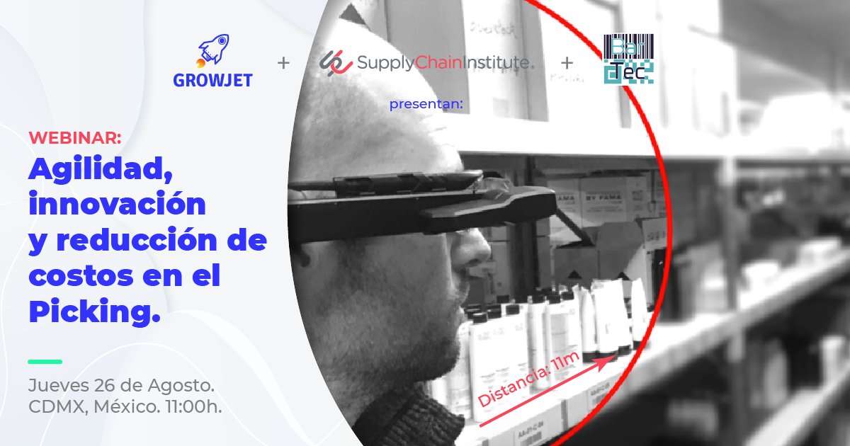 Le invitamos a presenciar el Webinar: Agilidad, innovación y reducción de Costos en el Picking.

growjet.com.mx/webinar-smart-…

#Growjet # #Vuzix #Logistica #Surtido #Almacen #Picking #RealidadAumentada 
<a href="/Art4L/">윤지희</a> <a href="/Vuzix/">Vuzix</a> <a href="/SaleGeneralscan/">DanLee</a>