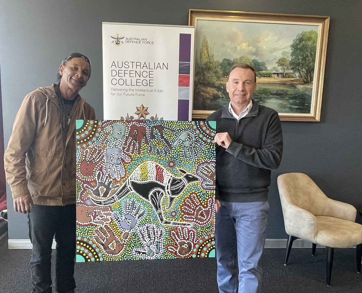 ADC_Australia's tweet image. Fantastic to host Greg Joseph again for the presentation of our #NAIDOC2021 hands on canvasses. Can’t wait to see them on display around the Campus | #MakePMEFunAgain | #ADCArt2021