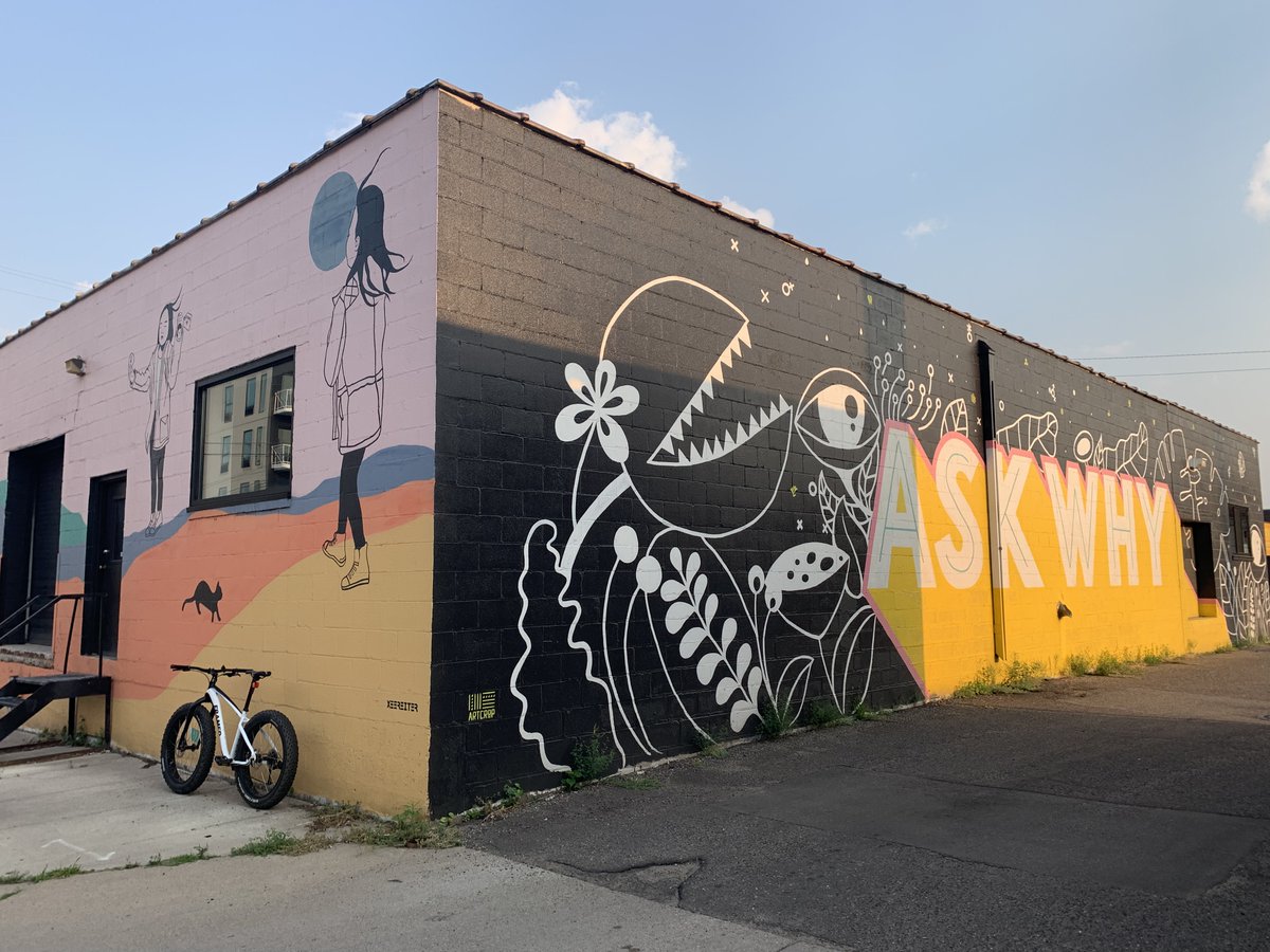 norskieMN's tweet photo. A6 Oh, #BragStP is rich with bike wall art, especially #ChromaZone. By that I mean art in which I place my bike. https://t.co/xkcAaoXUuJ #BikeSchool https://t.co/XMRVSxrxlt