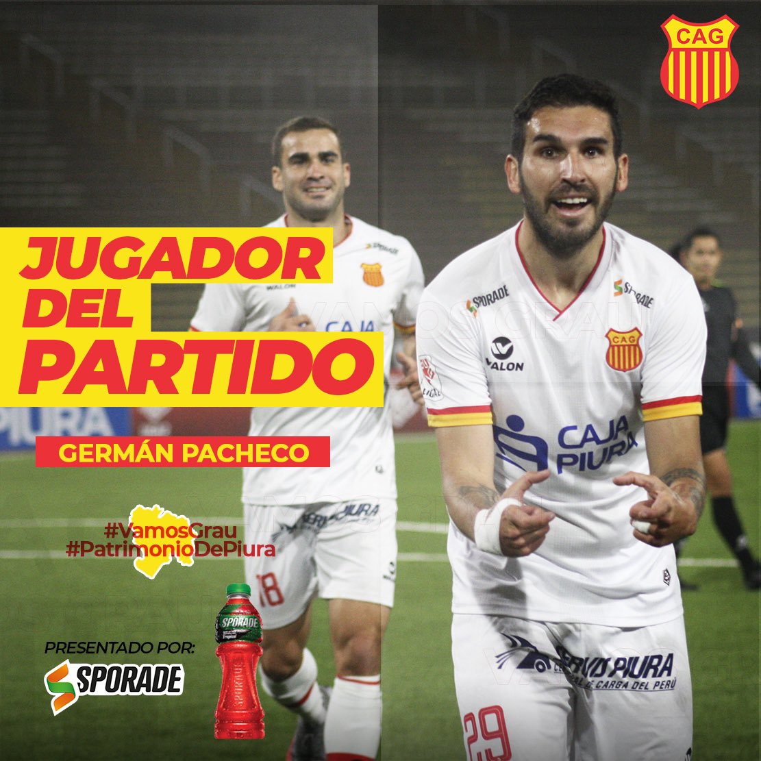 Club Atlético Grau - Oficial (@grau_oficial) on Twitter photo 👏🏽⚽ El jugador albo destacado del partido es Germán Pacheco (<a href="/gerpacheco9/">german pacheco</a>). ¡Vamos Grau!
➡️ Presentado por Sporade.
#PatrimonioDePiura #PiuraEsGrau 👏🏽⚽ El jugador albo destacado del partido es Germán Pacheco (<a href="/gerpacheco9/">german pacheco</a>). ¡Vamos Grau!
➡️ Presentado por Sporade.
#PatrimonioDePiura #PiuraEsGrau