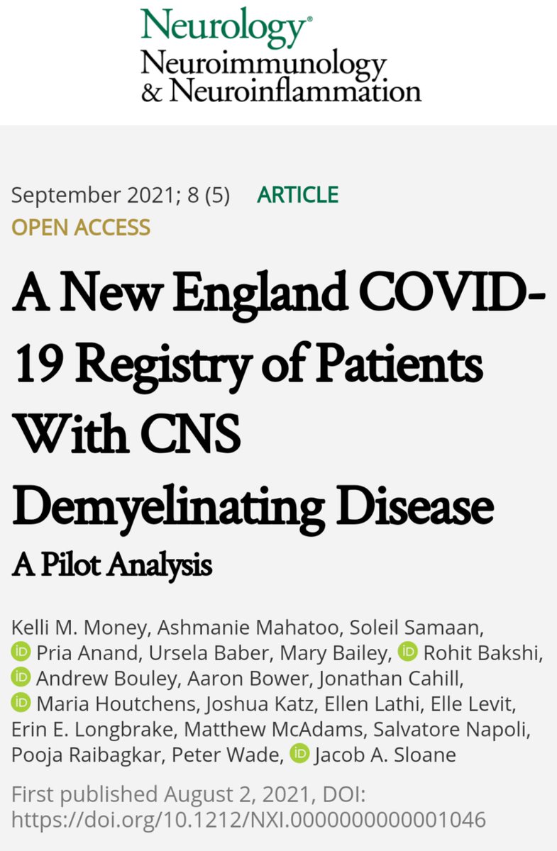 Congrats to current PGY4 Dr. Kelli Money and former resident Dr. Elle Levit for this paper exploring the interplay of MS, disease modifying therapy, and COVID-19. #NeuroTwitterNetwork #Neuroimunology #MS #COVID19