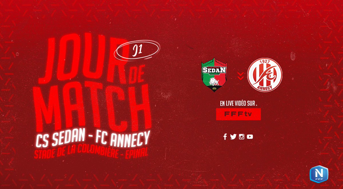 FCAnnecy's tweet image. #CSSAFCA | 🔥 𝗝𝗢𝗨𝗥 𝗗𝗘 𝗠𝗔𝗧𝗖𝗛

🆚 @_CSSA
🏟️ Stade de la Colombière
📍Epinal
⌚ 19h
📺 bit.ly/2VCR7Tm

#GoReds
#FCAnnecy