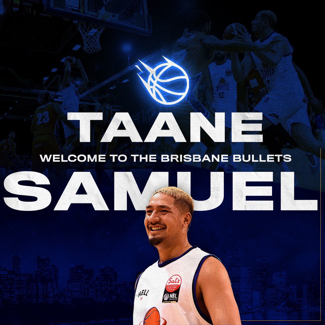BrisbaneBullets's tweet photo. Welcome, @TaaneSamuel 🙌

The Brisbane Bullets are thrilled to announce Taane Samuel has signed a Development Player contract with the club for 2021/2022 Hungry Jack's NBL Season.

#NBL #BRISBANEBULLETS https://t.co/xno3t8OZpY