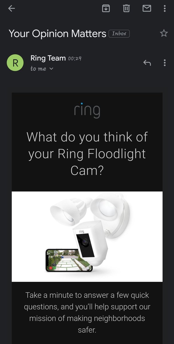 MxnStranger's tweet photo. @ring That's one interesting subject line for a product Survey. https://t.co/8pUF1W5my8