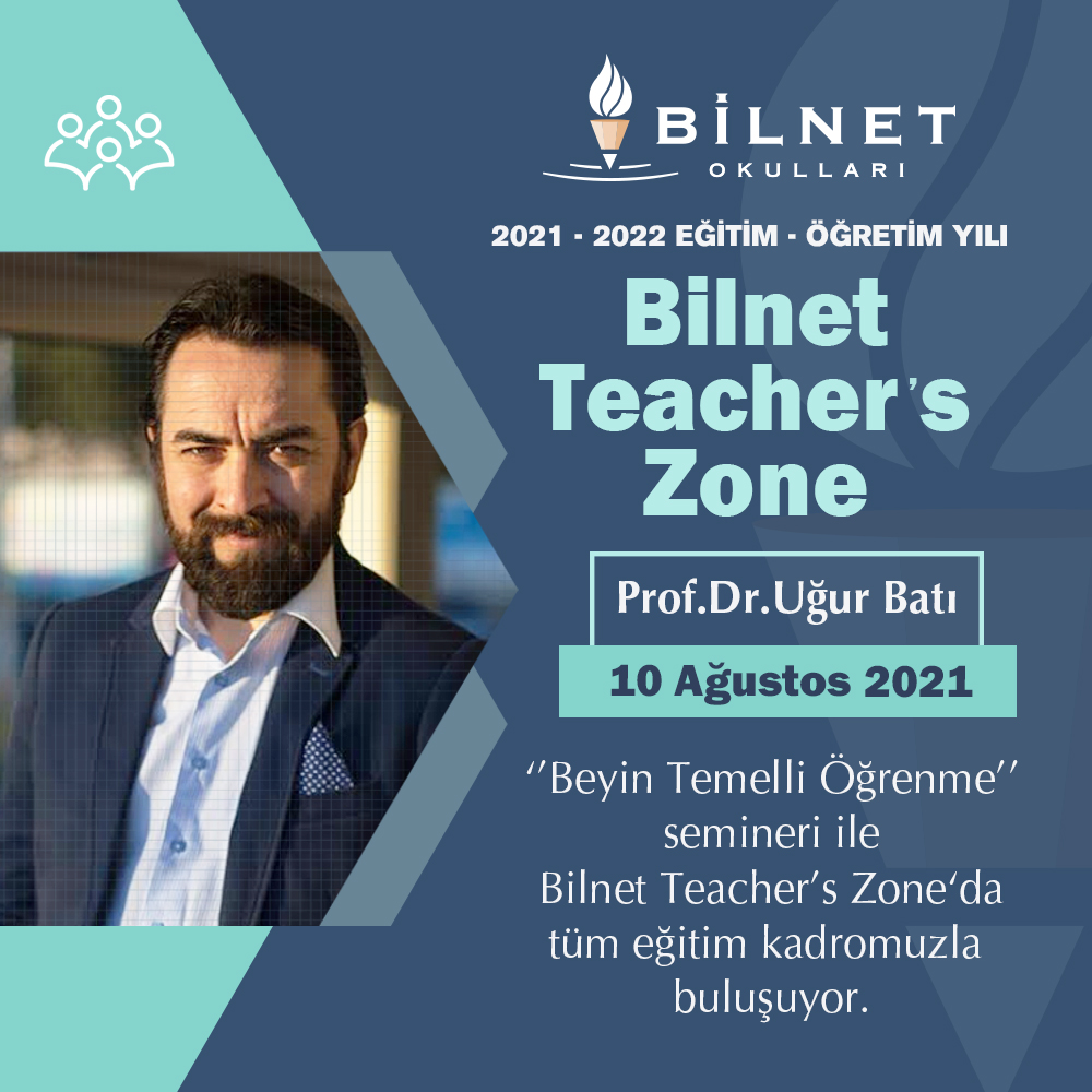 Prof. Dr. Uğur Batı “Beyin Temelli Öğrenme” semineri ile Bilnet Teacher’s Zone’da tüm eğitim kadromuzla buluşuyor. 
#BilnetOkulları #BilnetSchools #BilnetOkullarıİleGelecekDahaNet #TeachersZone <a href="/ugur/">Erick Trolinger</a>.bati