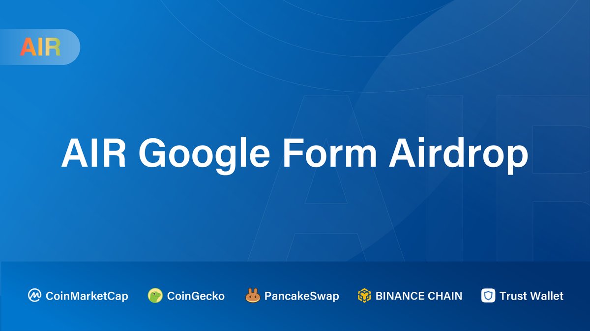 Hello AirCoiner, here is the Google Form Airdrop winner list.
docs.google.com/spreadsheets/d…

AIR is already in your wallet, enjoy fresh AIR.

The Google Form Airdrop is still ongoing.
forms.gle/TxRuuGx6uHX76h…