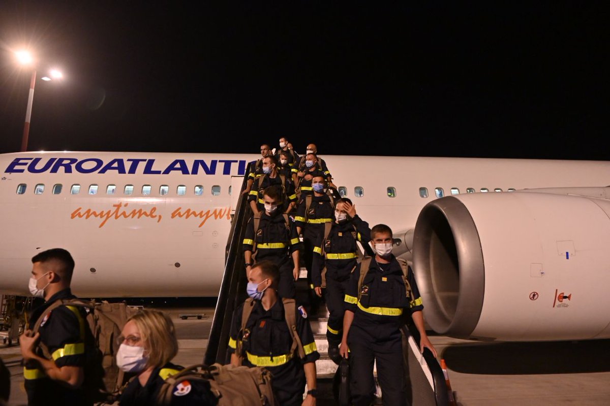 FranceenGrece's tweet photo. Άφιξη 83 🇫🇷 πυροσβεστών στην 🇬🇷 μετά την ενεργοποίηση του 🇪🇺 Μηχανισμού Πολιτικής Προστασίας, για την καταπολέμηση των δασικών πυρκαγιών.
@SecCivileFrance @eu_echo @pyrosvestiki https://t.co/YPNxPJFdnV