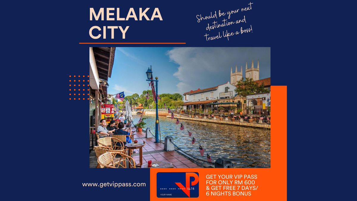 TVippass's tweet photo. Melaka City is a relaxing and peaceful destination to visit. With the #VIPPass, you'll be able to take advantage of never-before-seen travel options.
Prepare your suitcase for a vacation to Melaka by using the hashtags #travellikeaboss and #getVIPpass to schedule your trip. https://t.co/wsRElWJlBD