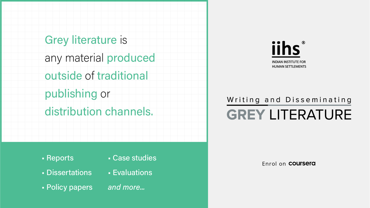 iihsin's tweet photo. While #reports or #policypapers contain useful information, it is often not accessible to wider audiences. Learn different methods of representing your research in IIHS' latest online course, ‘Writing and Disseminating Grey Literature’ on @coursera:  https://t.co/CUzq44lDKA https://t.co/w2fRG84mIo