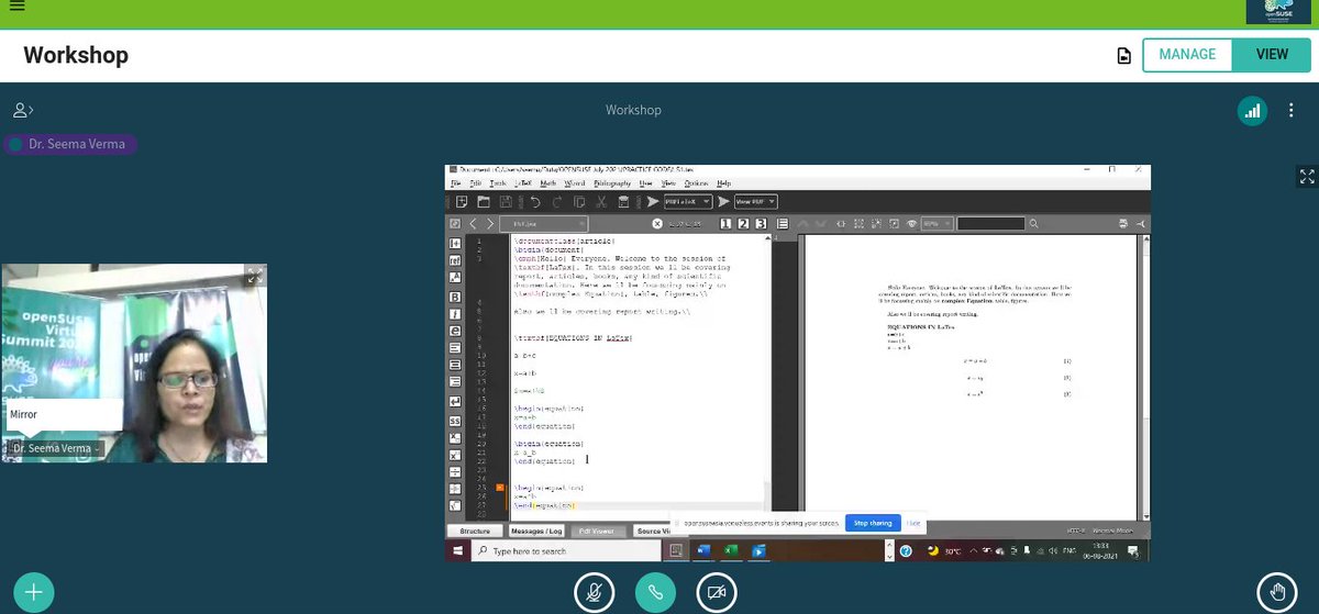 Awesome workshop on  LATEX project is ongoing join us now at  #oSAS21 <a href="/openSUSE/">openSUSE Linux</a>ID  @openSUSE  #FOSS #OpenSource