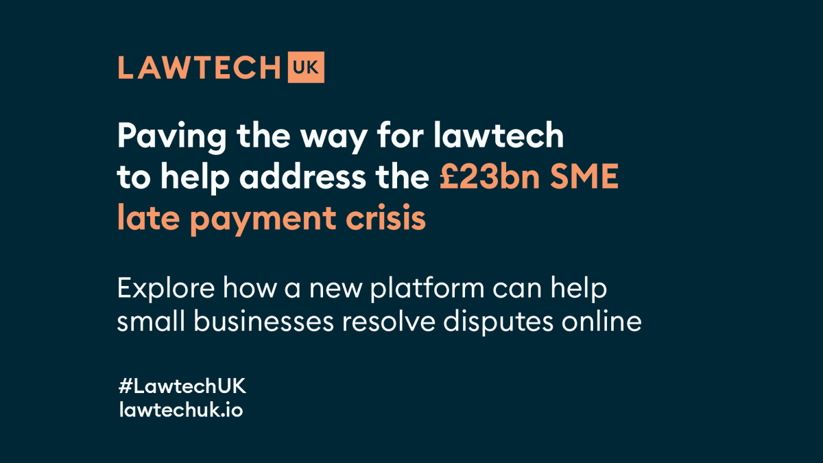 lawtech_uk's tweet photo. Today we publish a feasibility study for an SME online dispute resolution platform - a tech-enabled solution to address the £23bn late payment crisis, by quickly resolving thousands of disputes and avoiding court.

Find out more: https://t.co/KZOnM5sRXp https://t.co/mbcqs1Xlot