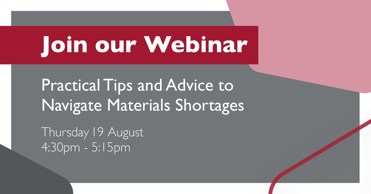 FMB Members Event 📣  Get tips and advice on navigating the materials shortages in our free webinar on Thursday 19 August at 4.30 pm. Book now 👉  bit.ly/FMB-Materials-… We’ll be exploring solutions on shortages, new market trends, and tendering &amp; contracts.
#BuildBetter