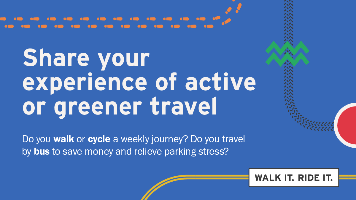 The 'Walk it. Ride it' campaign are looking for people to share their experience of active or green travel.

Every story shared will be entered into a prize draw to win a £100 shopping voucher.

Complete the survey to be in with a chance: forms.gle/4w6N7Vtp41hJvk… #WalkitRideit