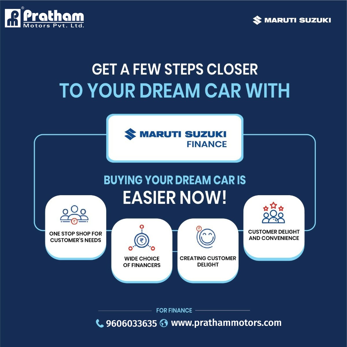Pratham_Motors's tweet photo. Maruti Suzuki brings you one step closer to owning your dream car with #MarutiSuzukiFinance
Call Now: 9606033635 or click : https://t.co/Lyi4u70RVl
#prathammotors #finance #MarutiService #BookYourService #carloan #new #Car #carlifestyle #luxurycars #carpassion #carlovers #carlove https://t.co/MMyr2gYqFG
