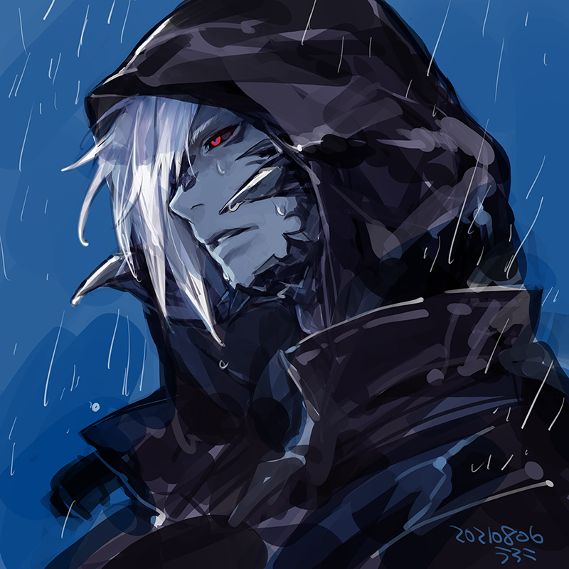 solo au ra rain red eyes male focus 1boy scales  illustration images
