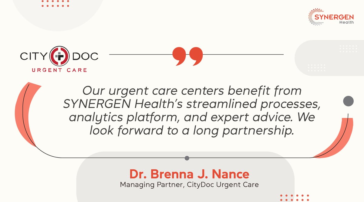 Accredited by the Accreditation Association for Ambulatory Health Care (AAAHC), CityDoc emphasizes the highest quality of care.

<a href="/SYNERGENHealth/">SYNERGEN Health</a>  is proud to be associated with CityDoc.

#revenuecyclemanagement #analytics #digitalworkforce