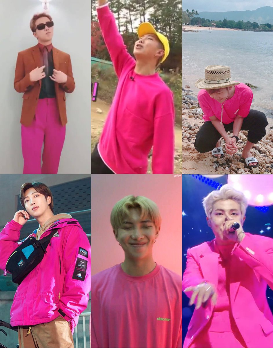 galleryofRM's tweet photo. namjoon wearing hot pink just hits different https://t.co/hopqmjSbJe