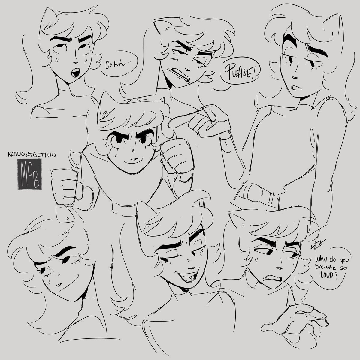Expression practice with kitty cuz I missed drawing her annoyed ass 