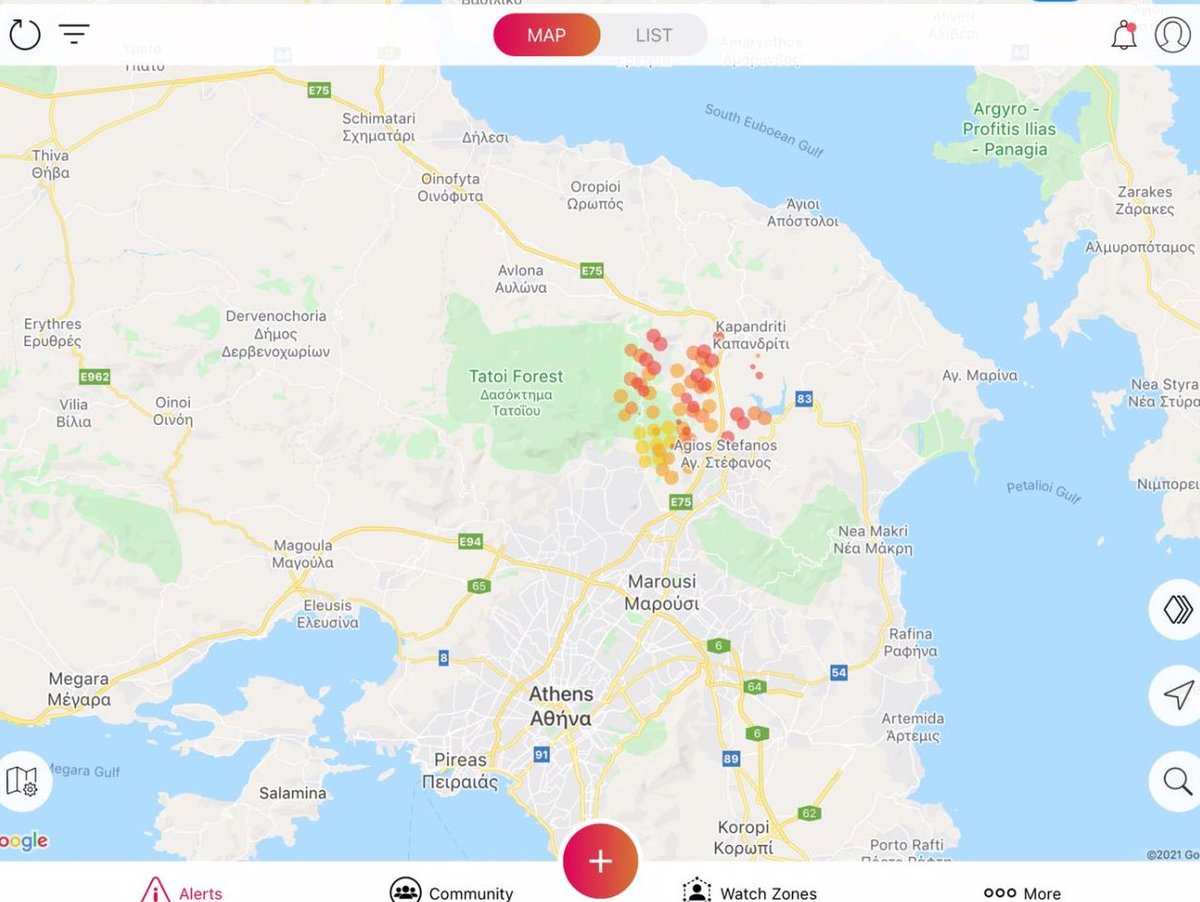A2mCloud's tweet image. #AthensFire 🇬🇷
Early morning activity showing the fire has continued to grow in size.

#Alert2Me 📲 a2m.cloud
#Greece #Greecewildfires #EU #heatwave #staysafe
